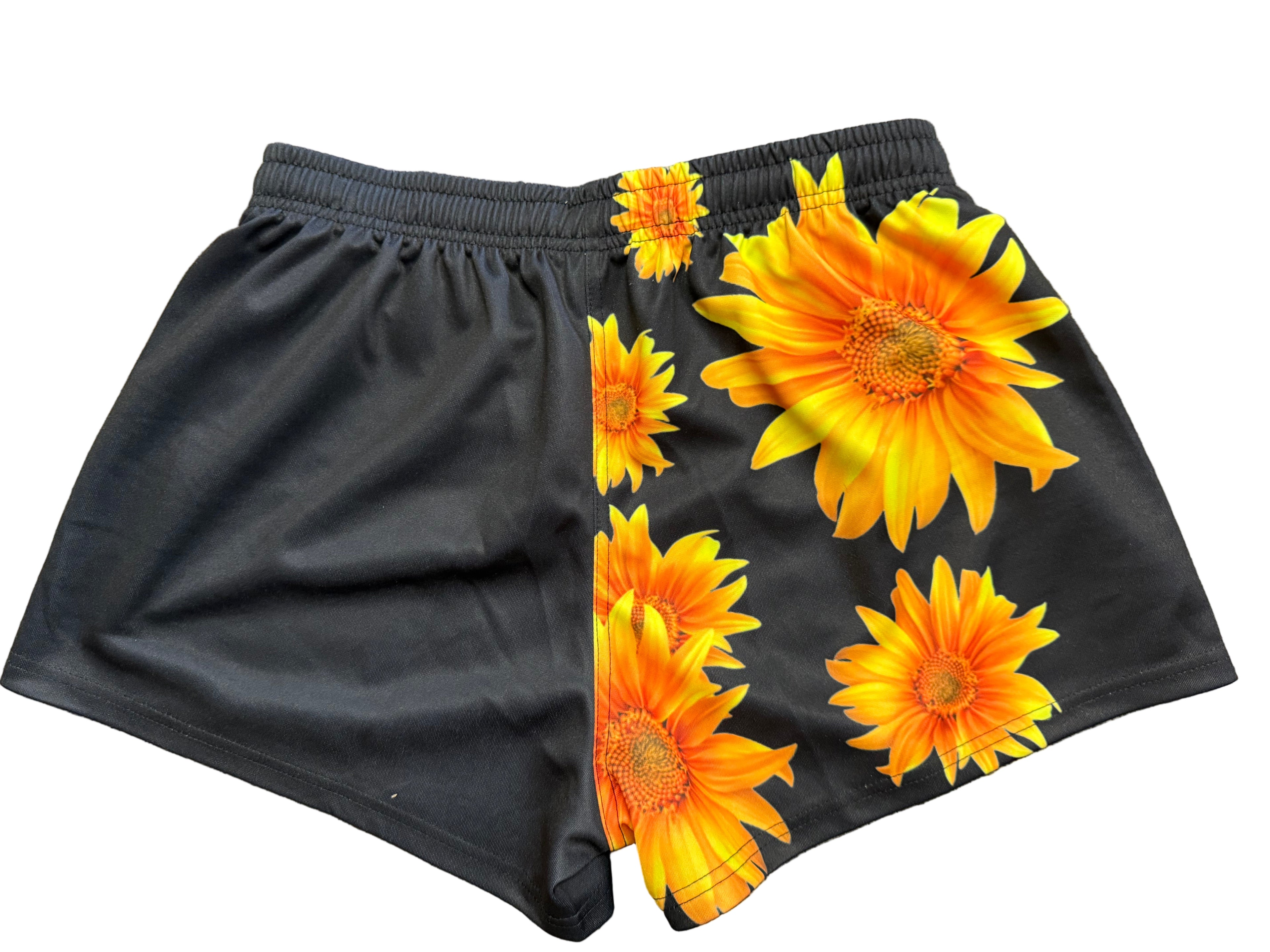 Footy Shorts/Zip Pockets - Sunflowers