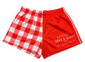 Footy Shorts/Zip Pockets - Red Gingham