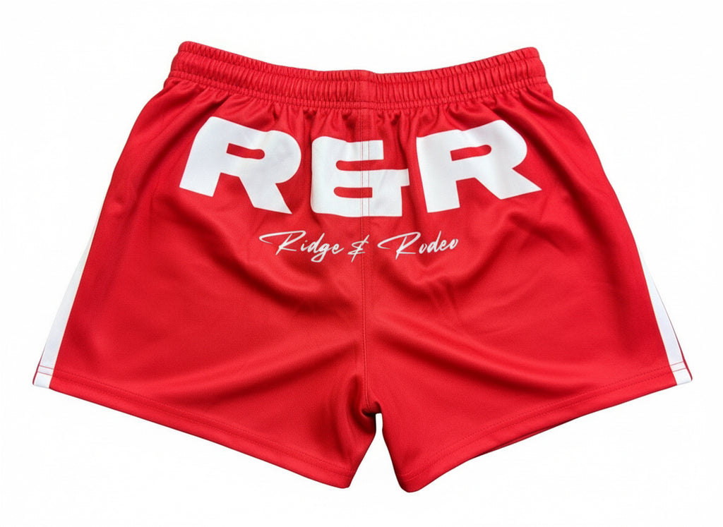 Footy Shorts/Zip Pockets - Signature Red
