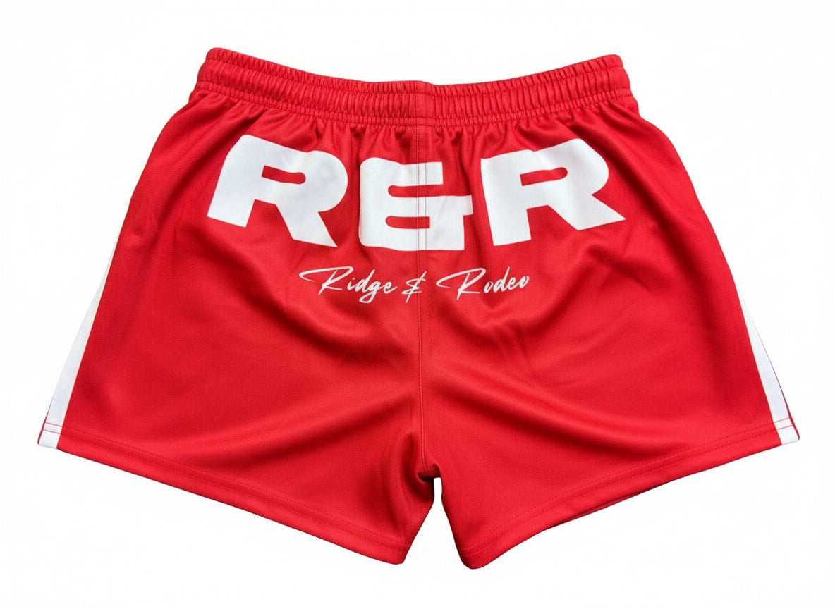 Footy Shorts/Zip Pockets - Signature Red