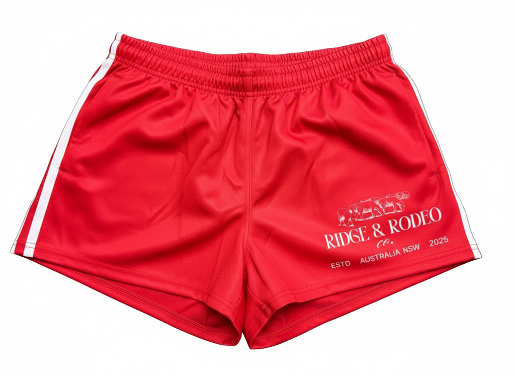 Footy Shorts/Zip Pockets - Signature Red