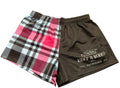 Footy Shorts/Zip Pockets - Plaid Pink & Blue